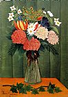 Henri Rousseau Canvas Paintings - Bouquet of Flowers with an Ivy Branch